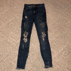 Express distressed skinny jeans